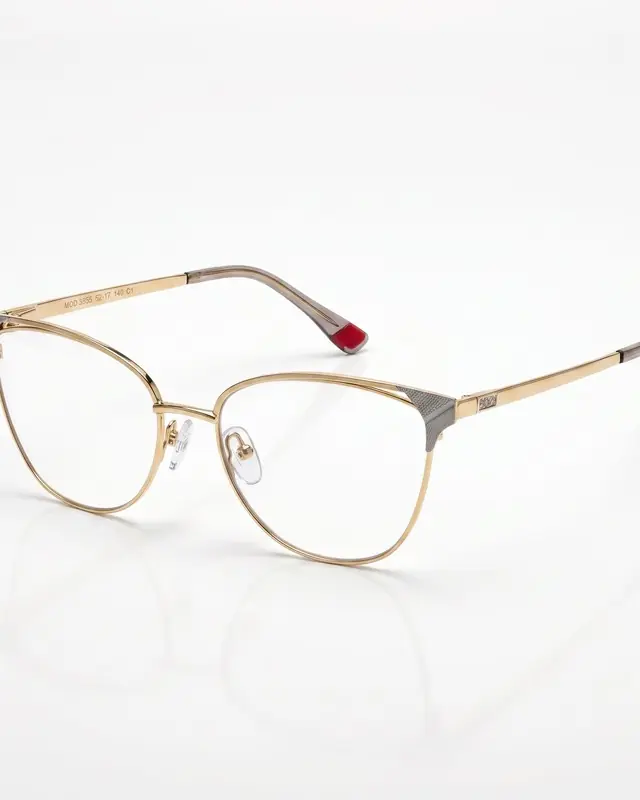 Gold cat-eye frames with anti-blue lenses