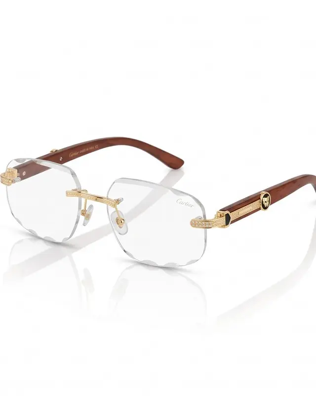 Cartier rimless frames with wooden arms
